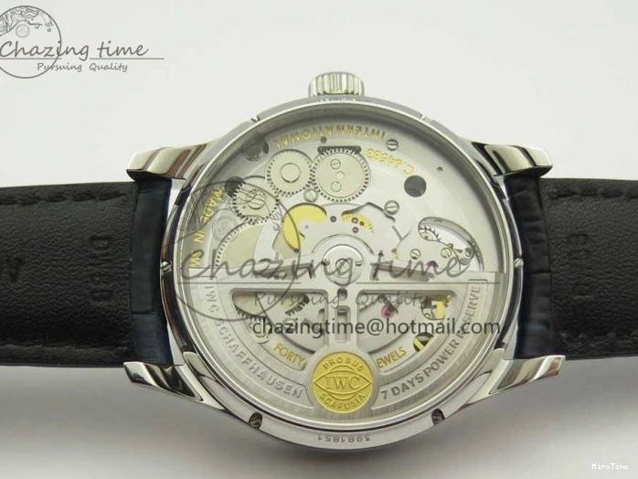 MIROTIME 0506 Portuguese Tourbillon IW5046 SS ZF Best Edition White Dial Blue Markers on Blue Leather Strap Fashionable 7149